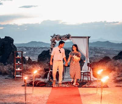 Kapadokya Gün Batımında Süper Evlilik Teklifi