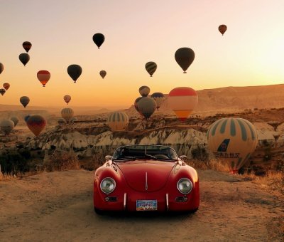 Kapadokya Kırmızı Porsche İle Fotoğraf Çekimi