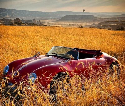 Kapadokya Kırmızı Porsche İle Fotoğraf Çekimi