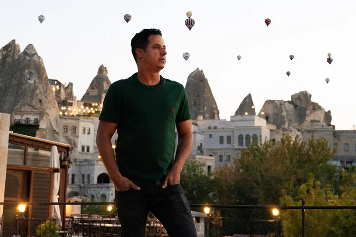 Cappadocia Rooftop Photoshoot with Balloons & Fairy Chimneys