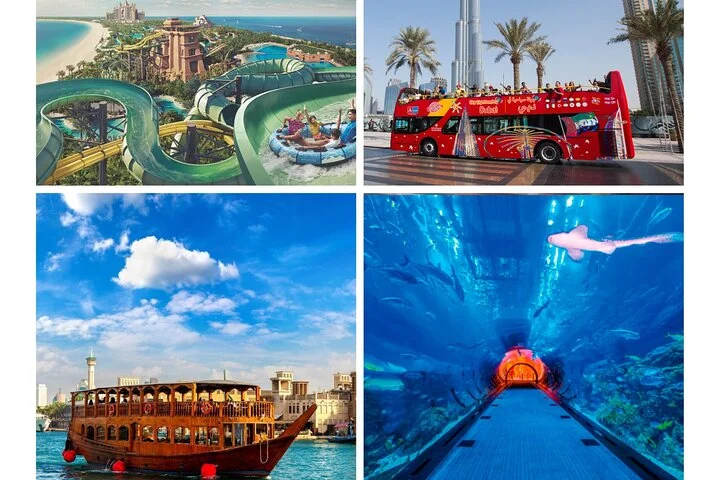 City Sightseeing Dubai HOHO Bus Tour, Dhow Cruise & Aquaventure