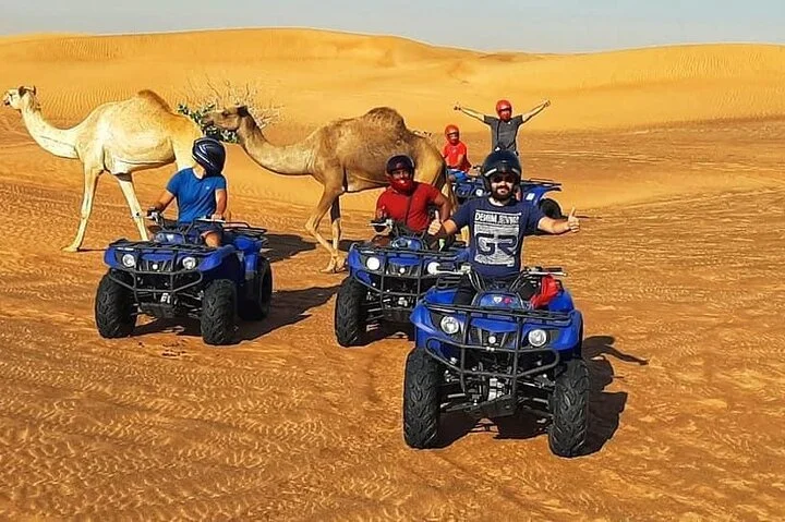 Desert Safari Dubai Live Shows Camel Ride Dinner with Quad Bikes