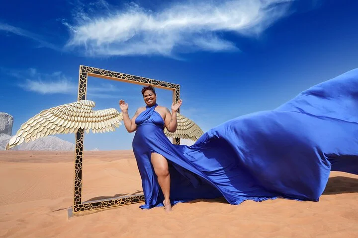 Dubai Desert Flying Dress Photography & Videography Tour