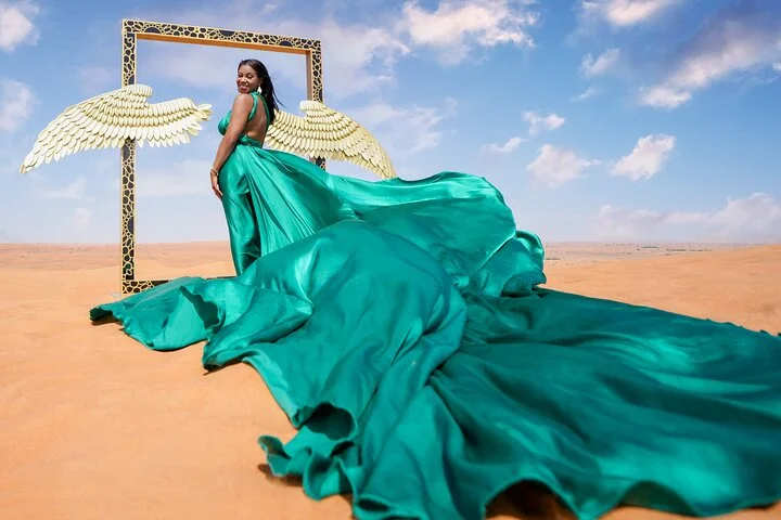 Dubai Desert Flying Dress Photography & Videography Tour
