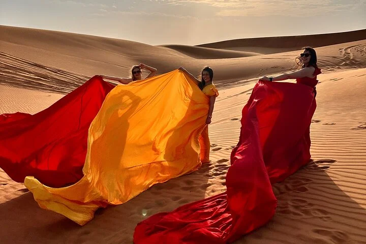 Dubai Desert Safari & Flying Dress Photoshoot in Desert