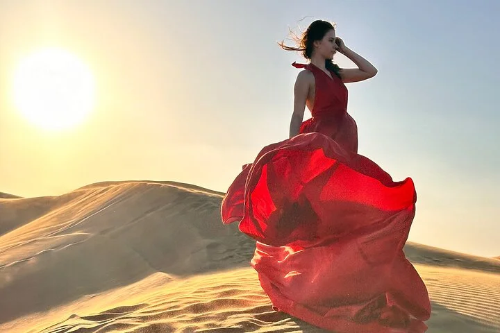 Dubai Desert Safari & Flying Dress Photoshoot in Desert
