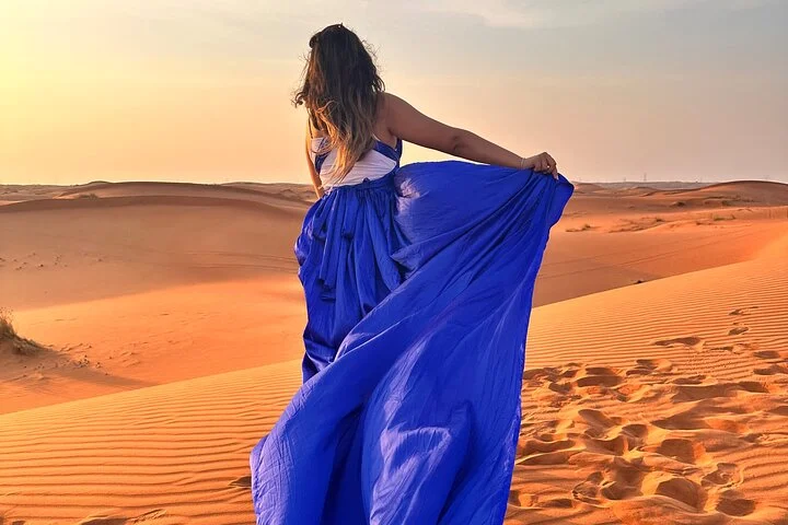 Dubai Desert Safari & Flying Dress Photoshoot in Desert