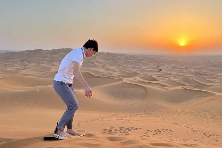 Dubai Desert Safari, sand boarding , BBQ dinner & Entertainment