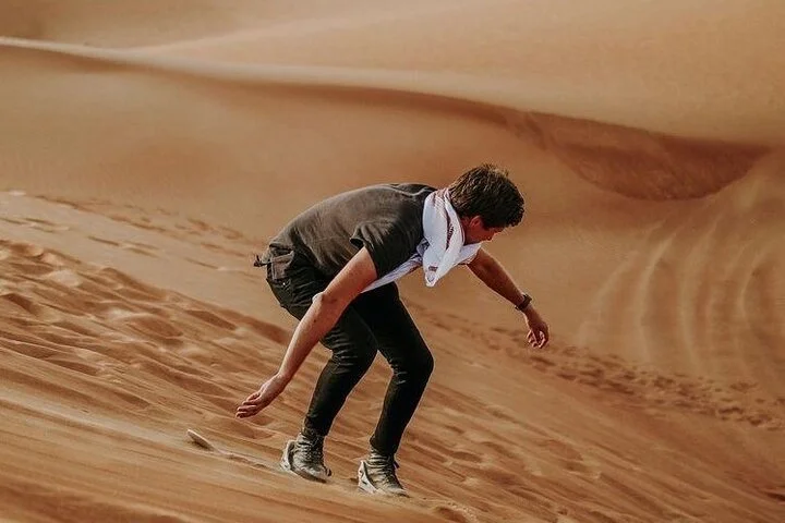 Dubai Desert Safari, sand boarding , BBQ dinner & Entertainment