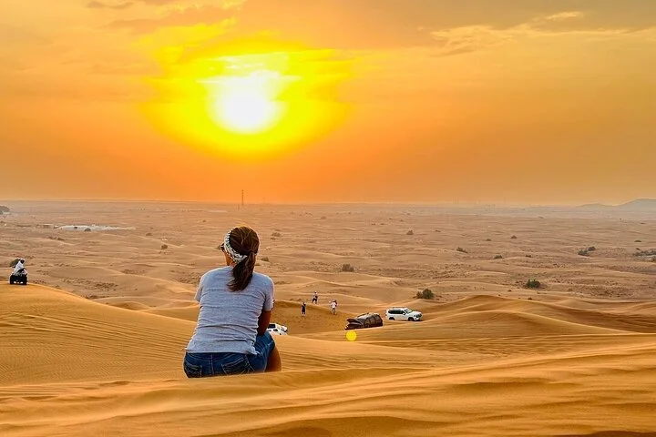 Dubai Desert Safari, sand boarding , BBQ dinner & Entertainment