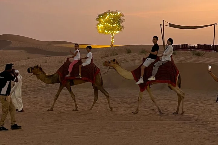 Dubai Desert Safari with Camel Ride, Sand surf, & BBQ Dinner
