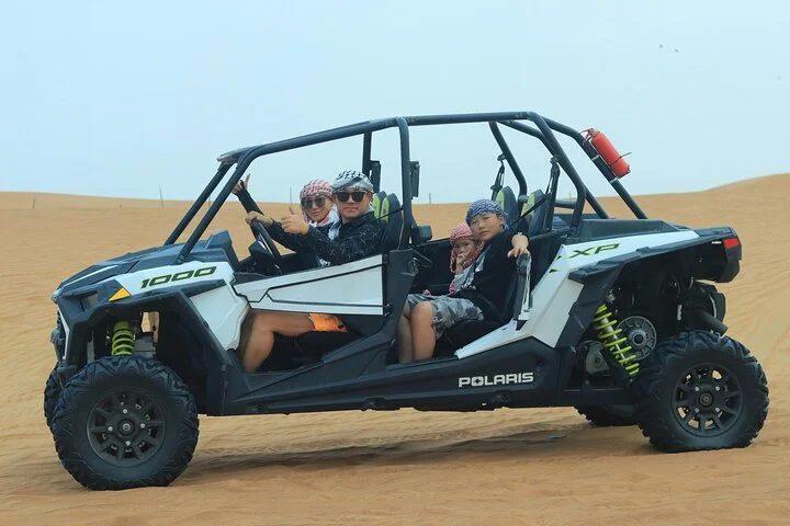 Dubai Dune Buggy Safari with Sandboarding, Camel Ride and Dinner