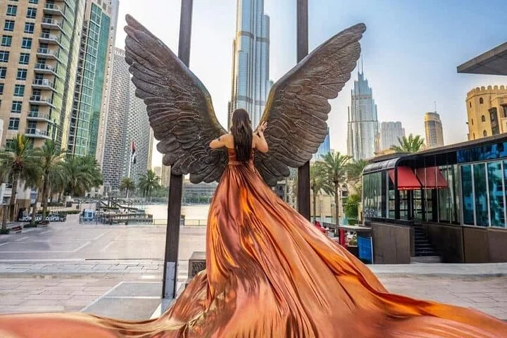 Dubai Private Flying Dress Photoshoot with Transportation