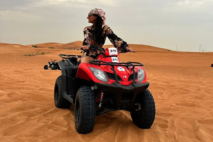 Dubai Red Dune Evening Desert Safari with Quad Bike & BBQ Dinner