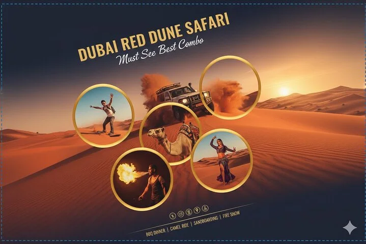 Dubai Red Dune Safari with BBQ Dinner and Camel Ride