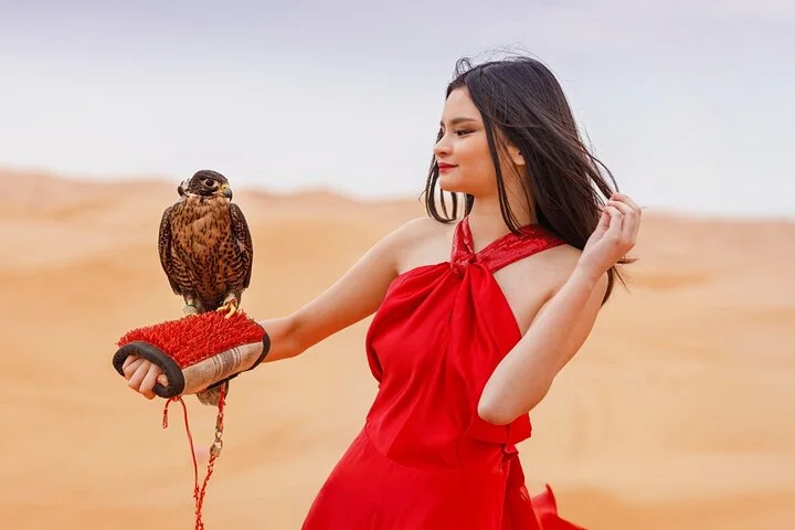 Evening Desert Safari Camel, Falcon, Sandboarding BBQ & Shows