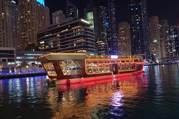 Luxury Dubai Marina Dhow Dinner Cruise With Private Transfer