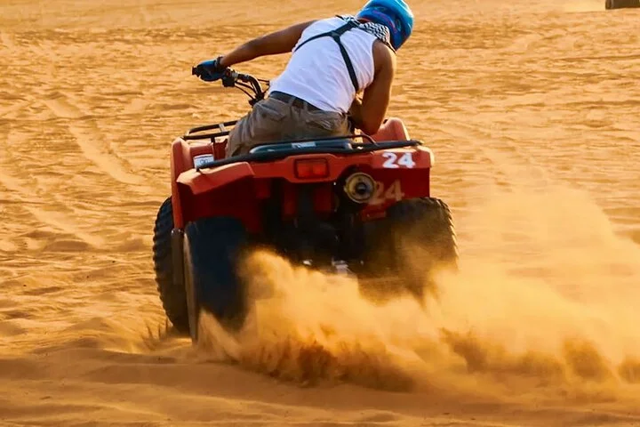 Morning Desert Safari with Quad Bike & Camel Ride & Sandboarding