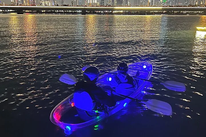 Night kayaking in Dubai with Burj Khalifa views
