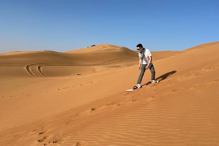 Premium Camp Red Dune Desert Safari Camel Ride and Sandboarding