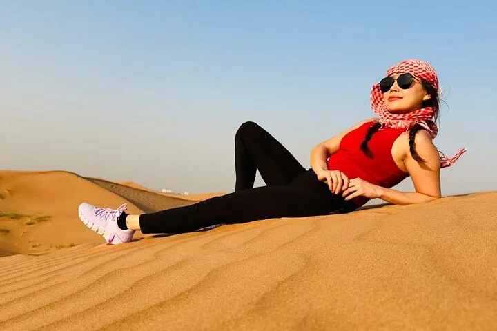 Premium Desert Safari ATV Camel Ride Sandboard with BBQ Dinner