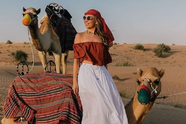 Private Evening Desert Safari Camel, Falcon & BBQ at Premium Camp