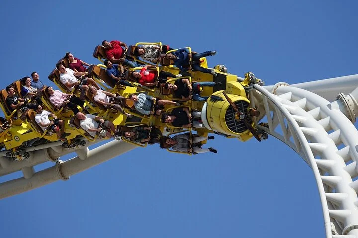 Sheikh Zayed Grand Mosque with Ferrari World from Dubai