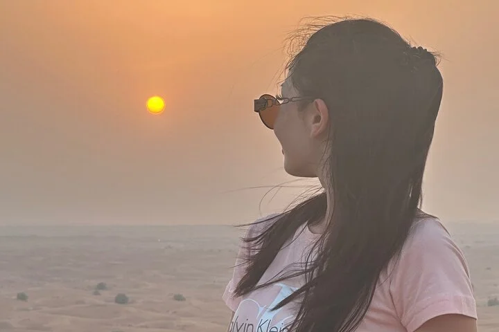 VIP sunset View Dubai desert Safari camel Ride with quad bike